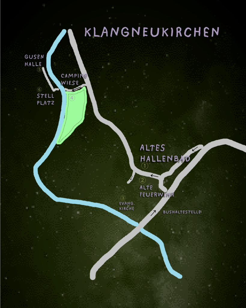 klangfestival map schwarz mit den zentralen locations